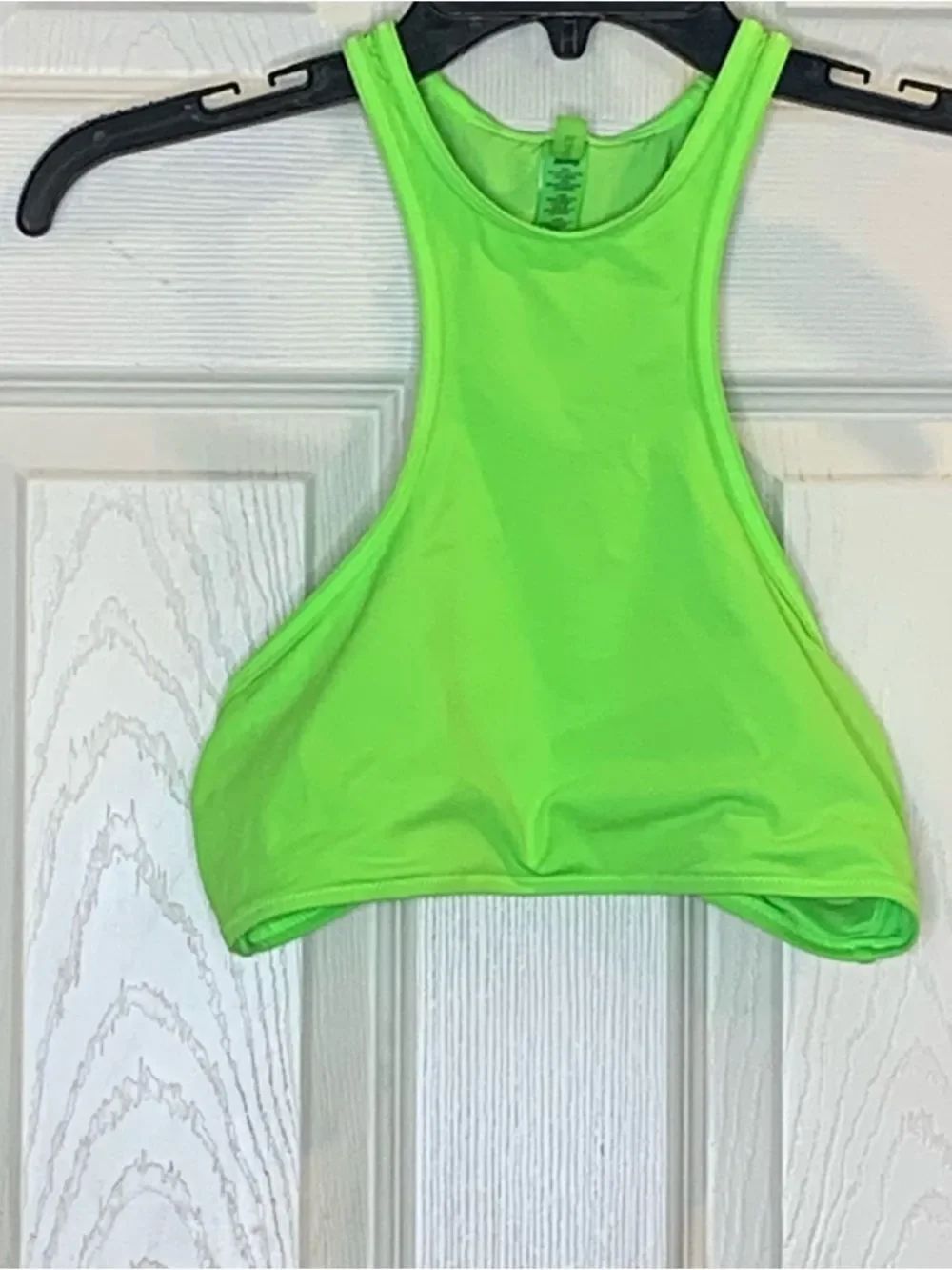 SKIMS Signature Swim High Neck Racer Top Size Large Neon Green
